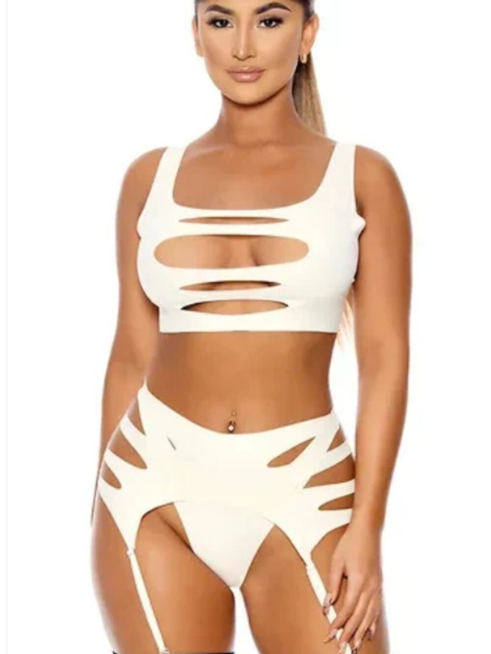 NWT Forplay 2 Piece 'Down to Chill' Bra and Underwear Lingerie Set in Oat Sz M